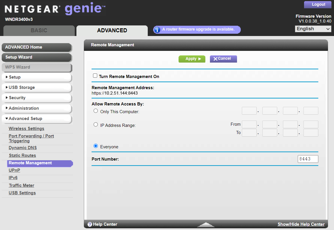 Netgear Router Remote Management Setting